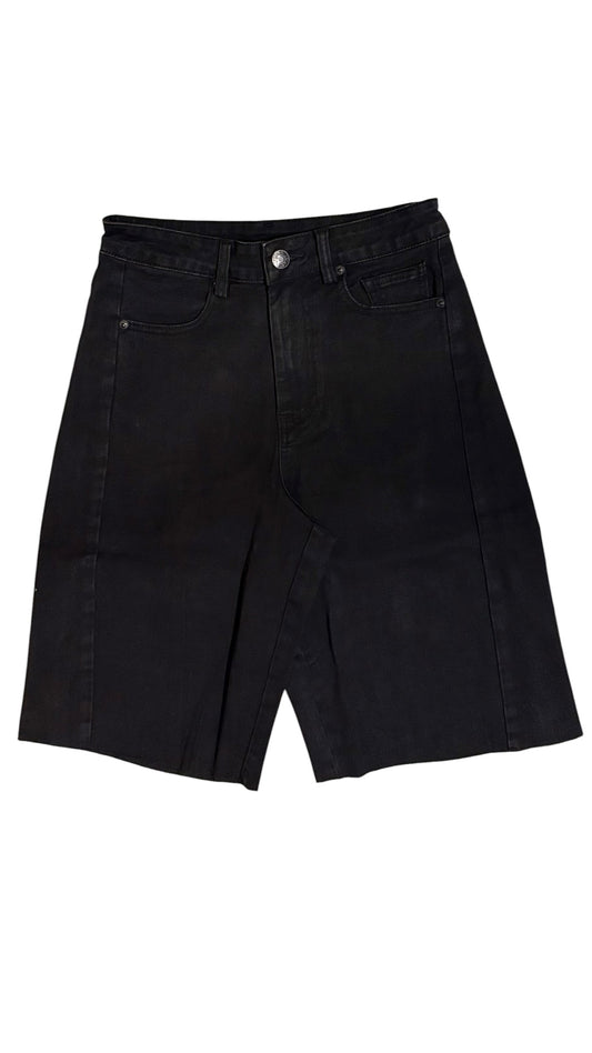 High Waisted Relaxed Denim Bermudas