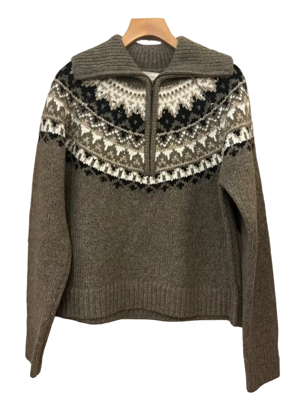 Fair Isle 1/2 Zip Nordic Collar Sweater