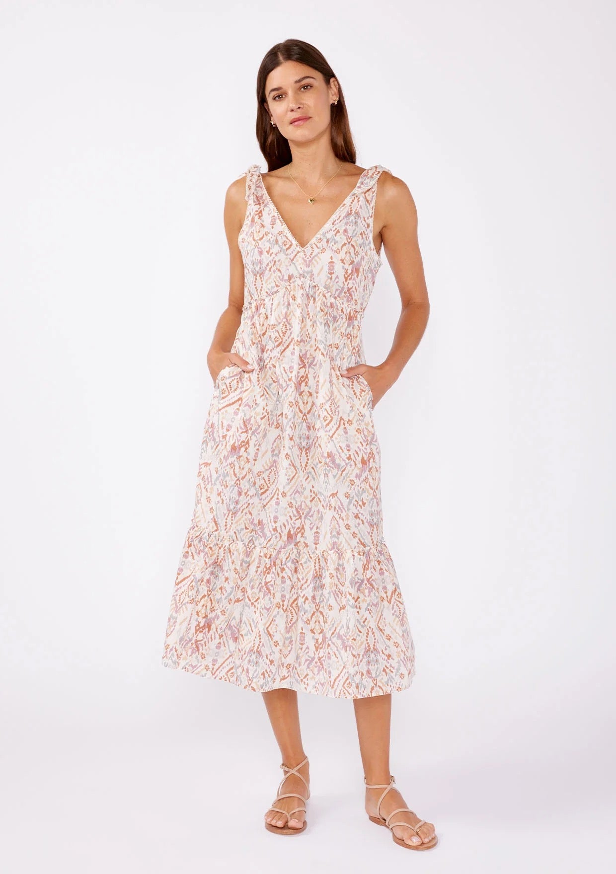 Lovestitch Cotton Ikat Midi Dress I-73165W