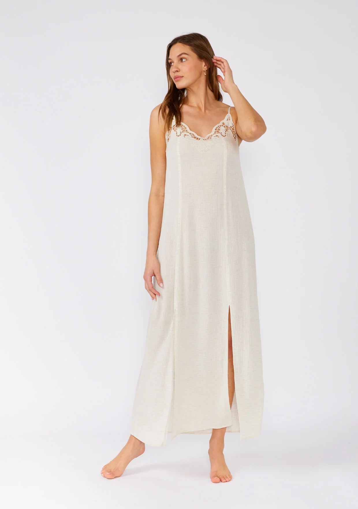 Battenburg Lace Spaghetti Strap Maxi