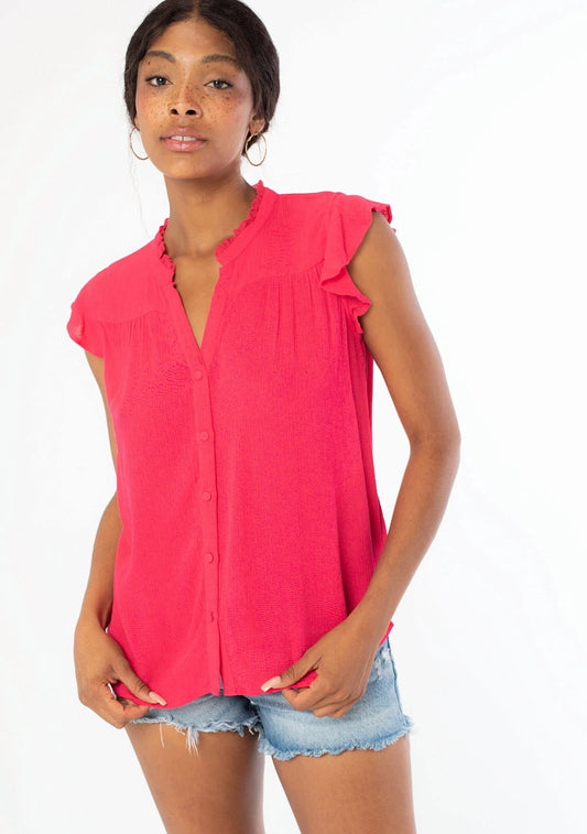 Lovestitch Short Sleeve Ruffle Neck top