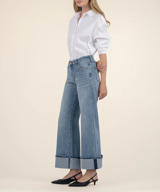 Kut Meg Hi Rise Fab Ab Wide Leg Roll Up