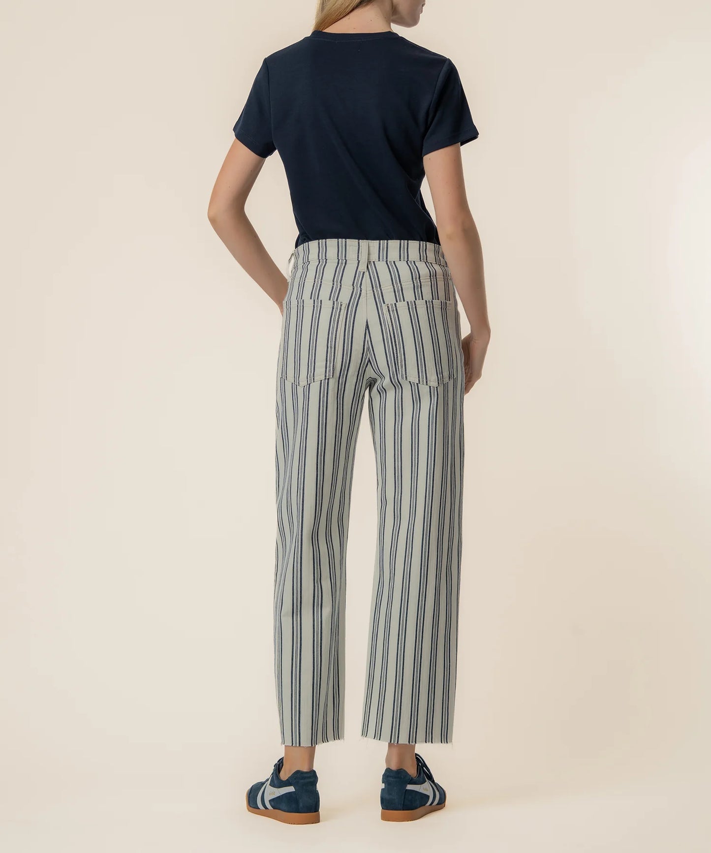 Kut Gwen Stripe Hi Rise Wide Straight Leg Jean