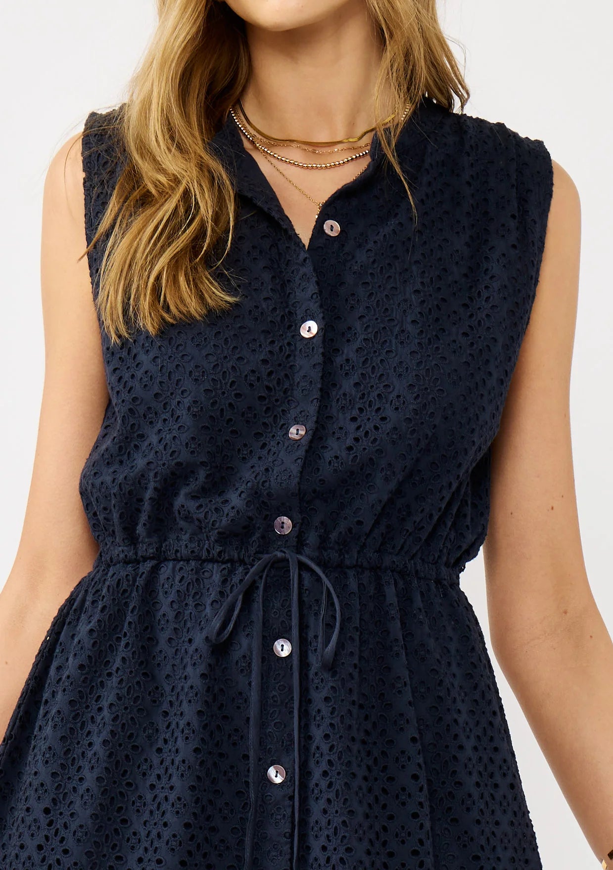 Lovestitch Eyelet Button Tank Dress