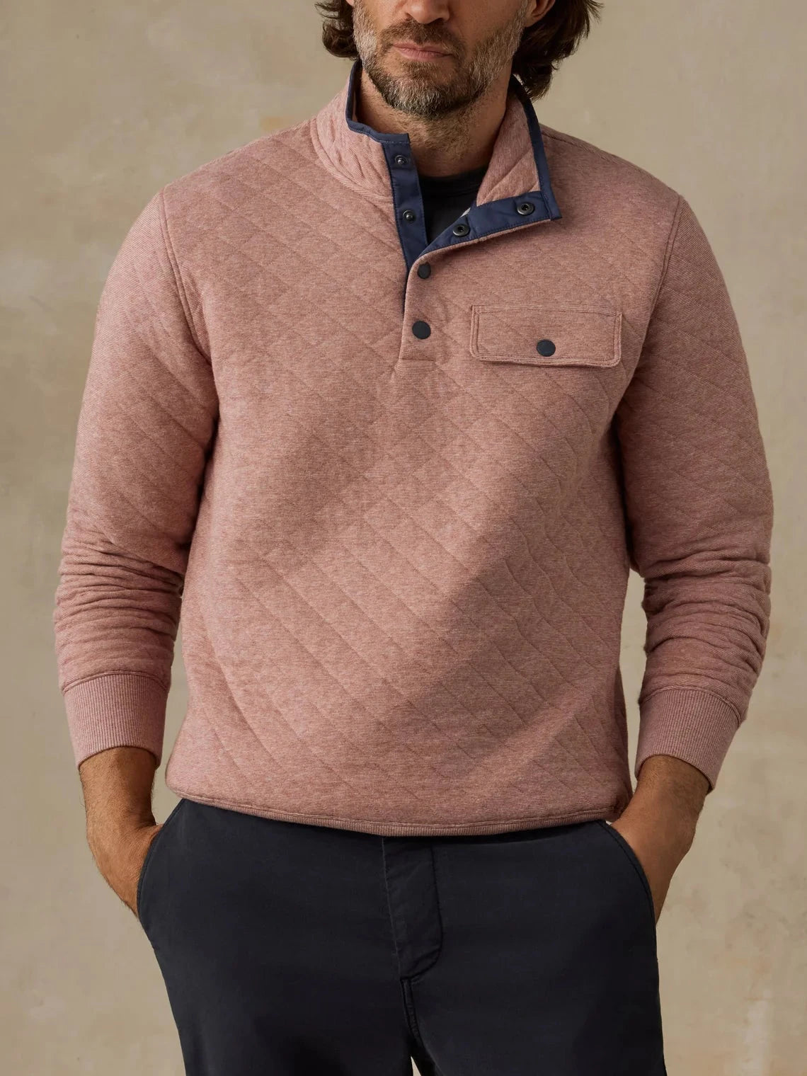 Faherty Mens Epic Quilted Fleece Pullover