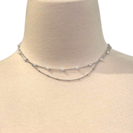 Sodajo Water Pearl Double Chain Necklace