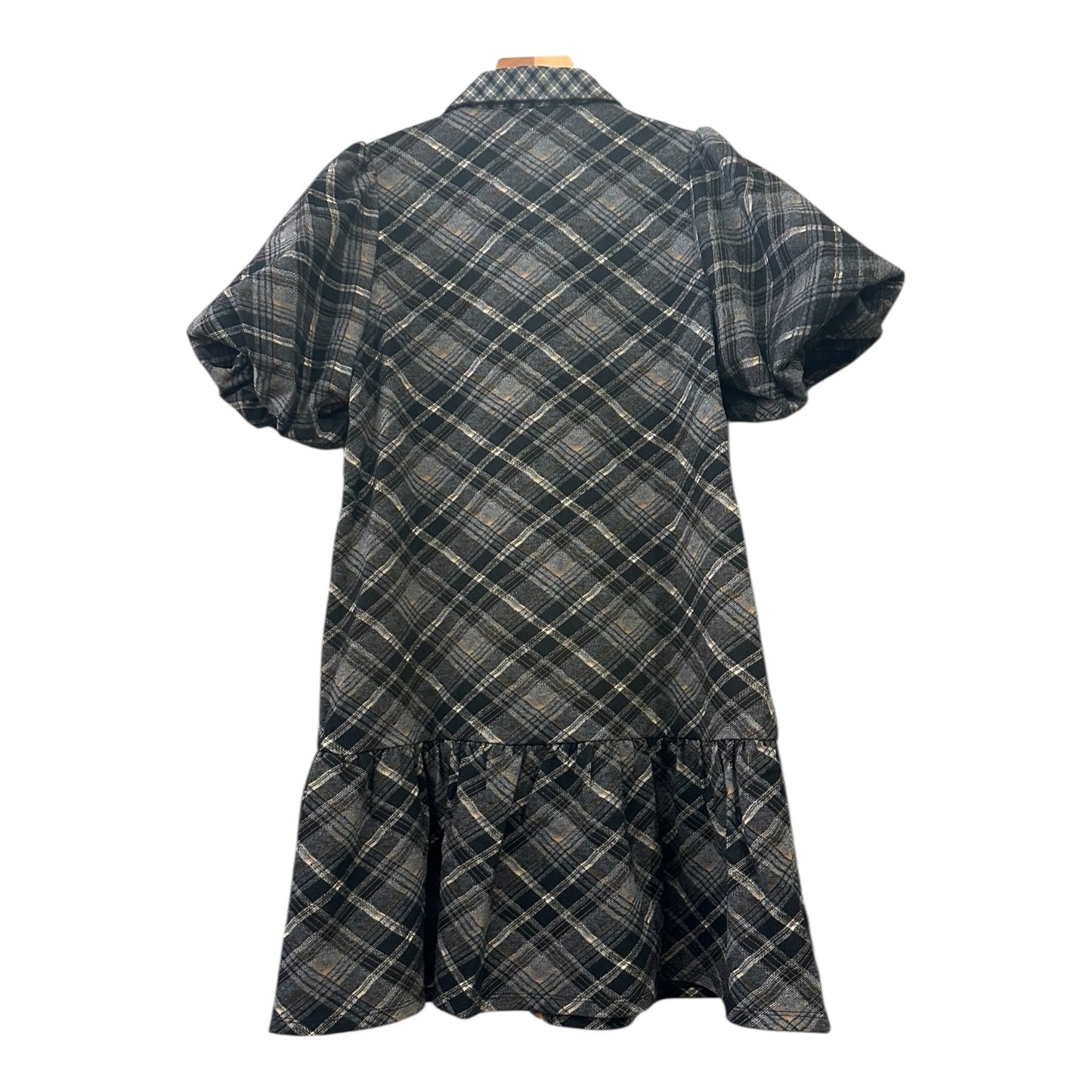 THML Puff Sleeve Plaid Dress
