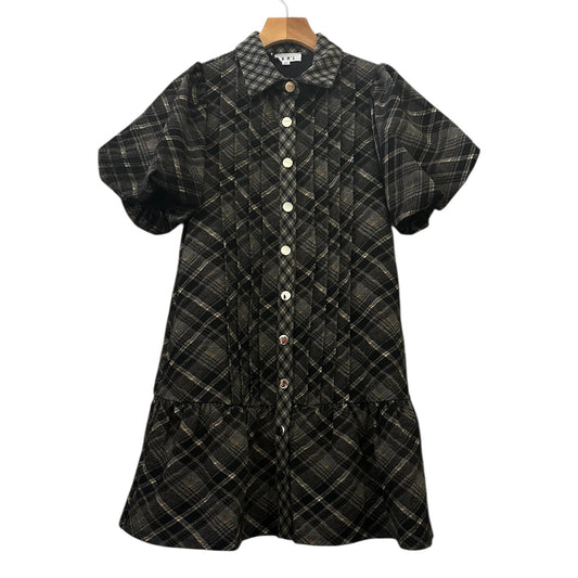 THML Puff Sleeve Plaid Dress