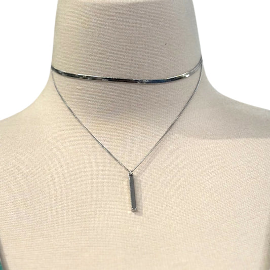 Sodajo Flat chain & Bar Double Necklace