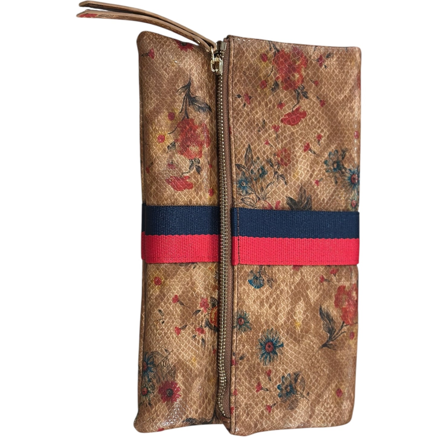 Floral Stripe Flap Clutch Bag