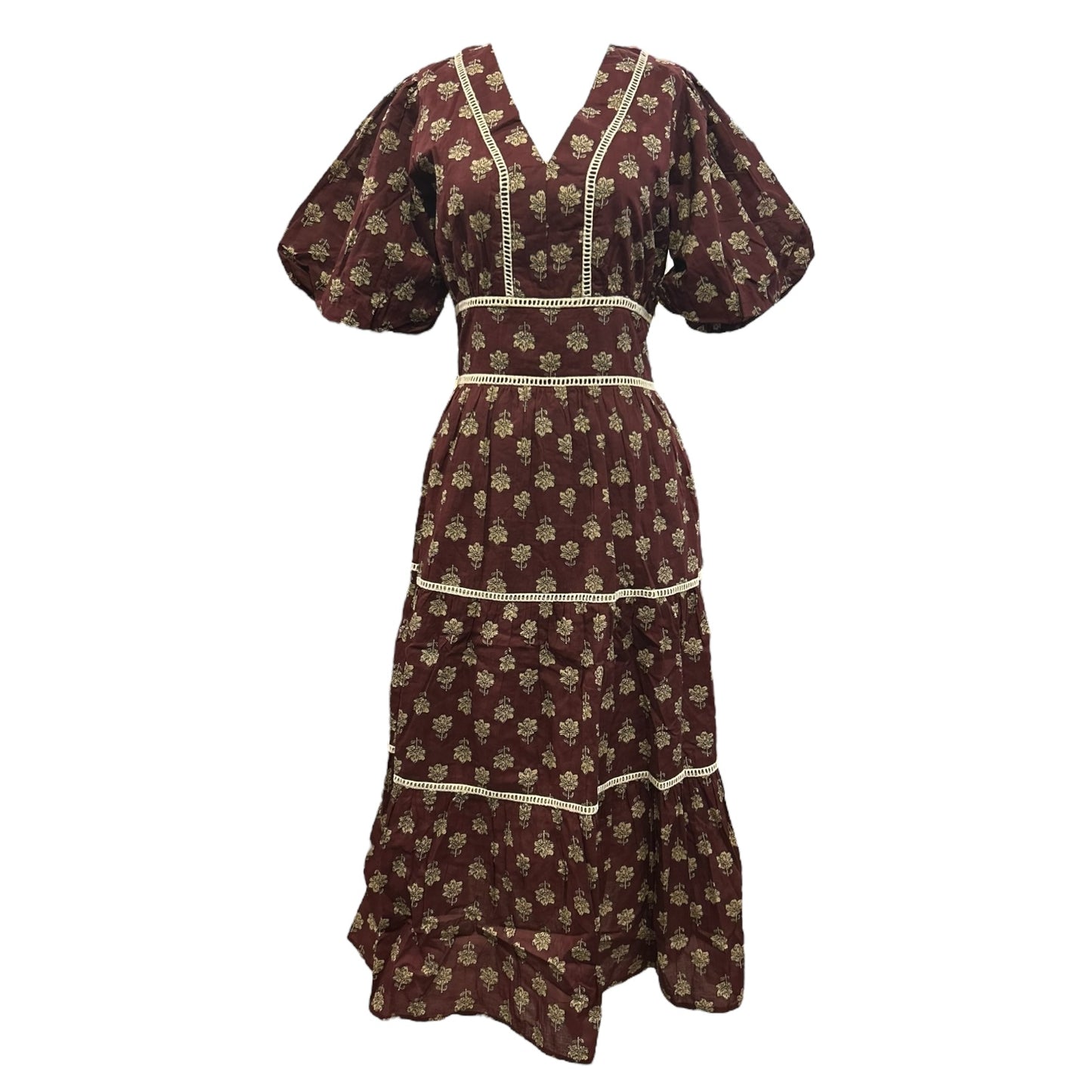 Puff Sleeve Tiered Print Dress