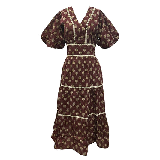 Puff Sleeve Tiered Print Dress