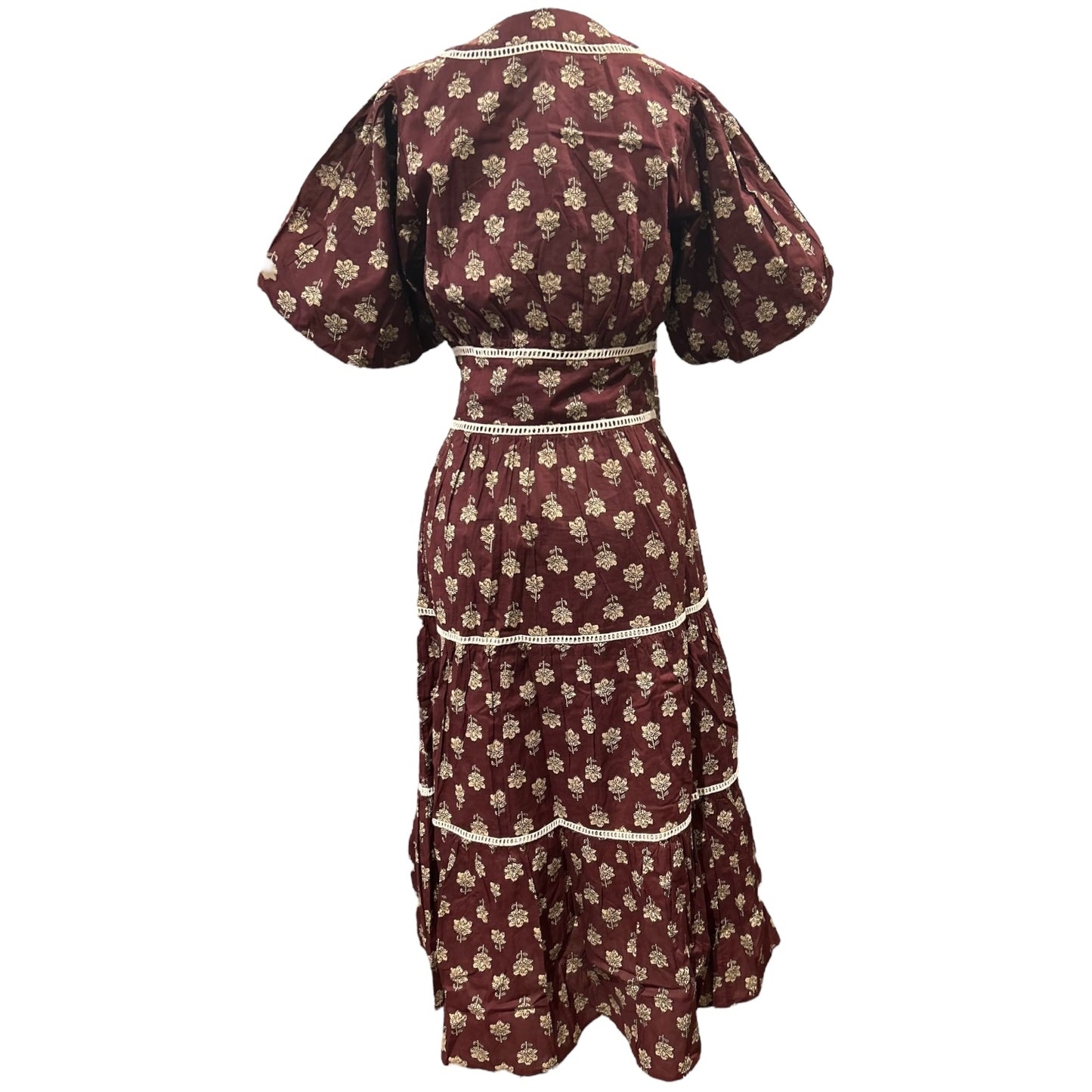 Puff Sleeve Tiered Print Dress