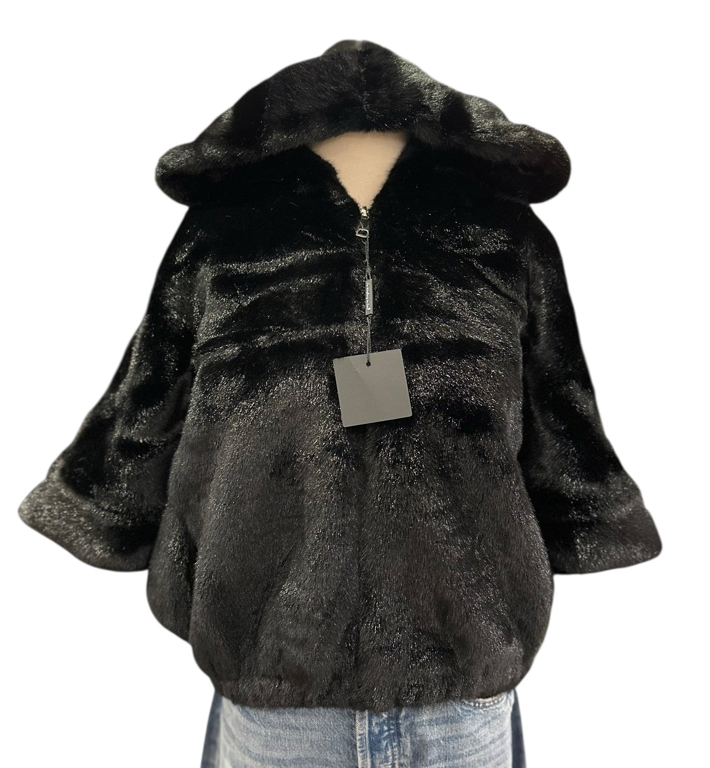 Faux Fur Hooded Cropped Jacket