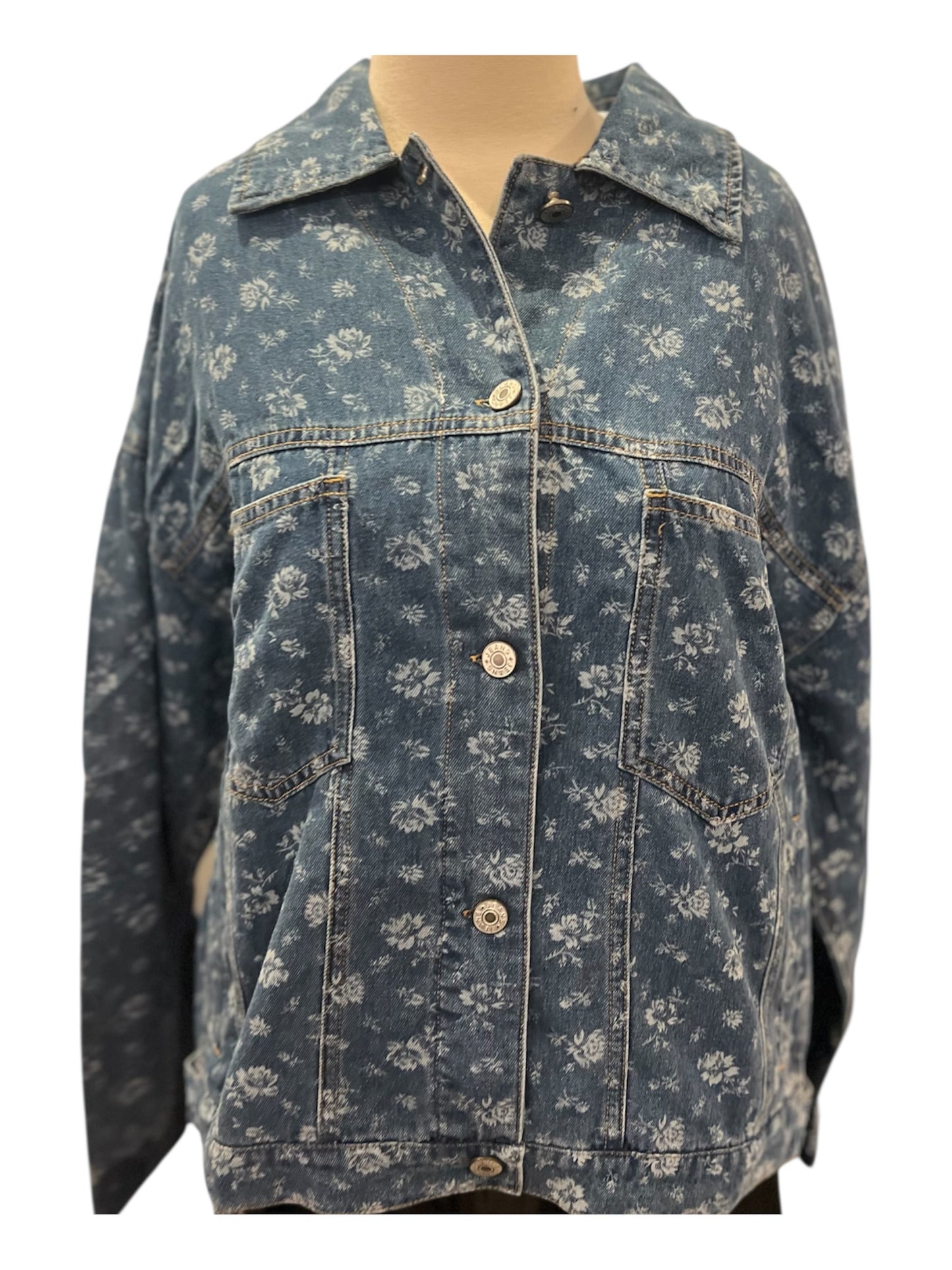 Flower Print Denim Shirt