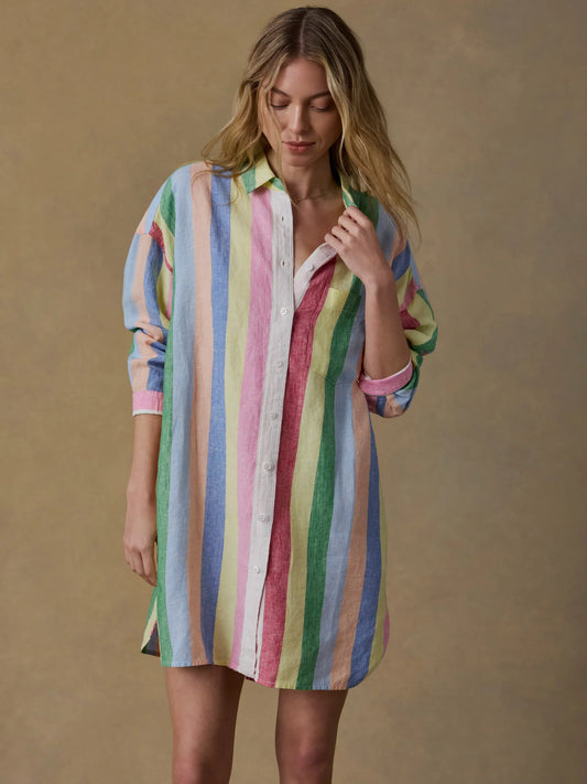 Faherty Laguna Linen Mini Shirtdress