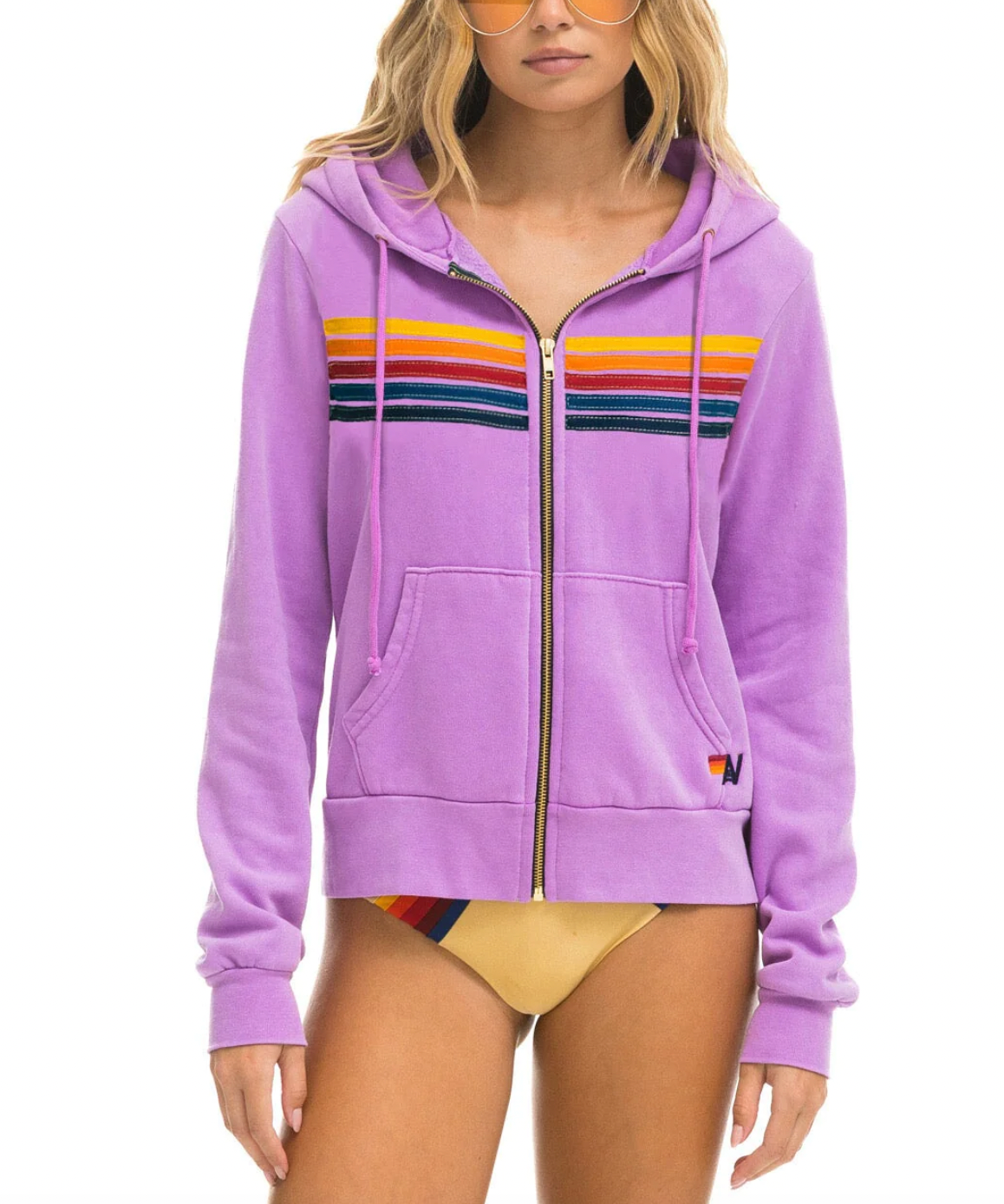 Aviator Nation 5 Stripe Zip Hoodie