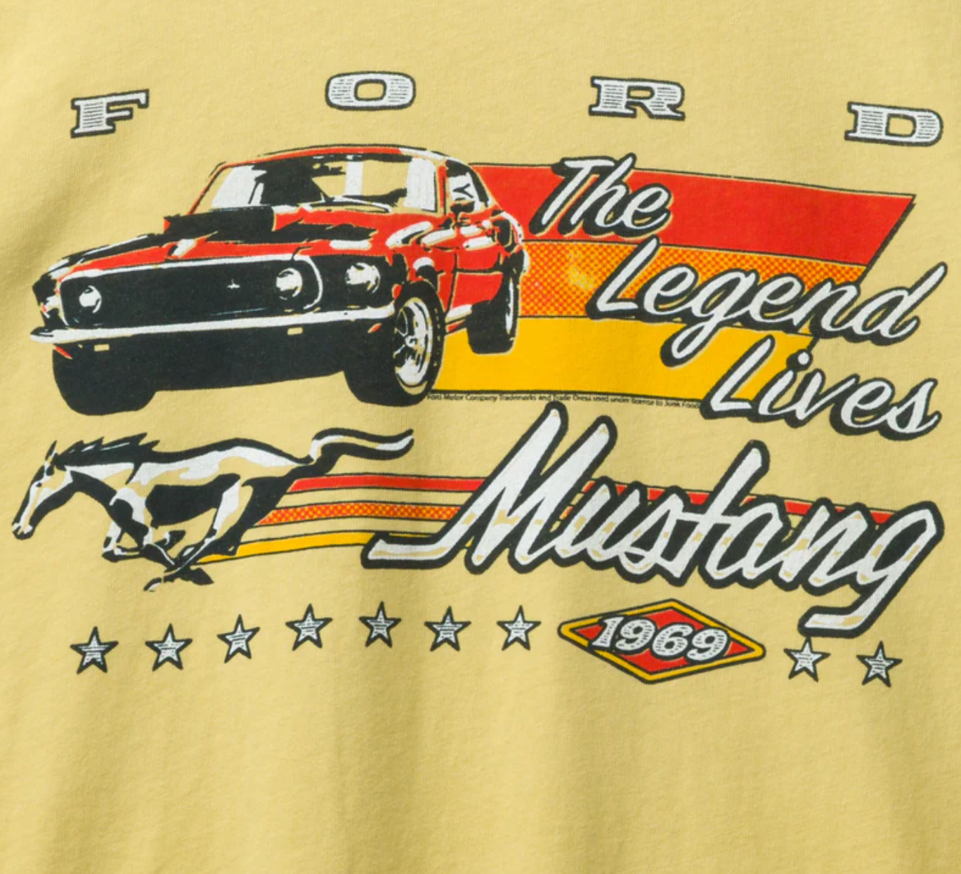 Junk Food Mustang The Legend Lives Vintage Tee