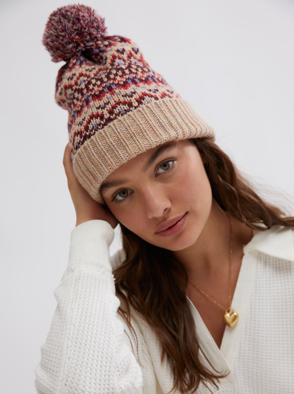 Free People First Frost Fairisle Pom Pom Beanie