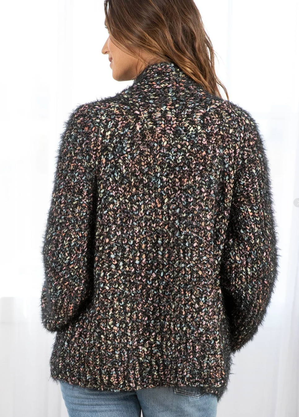 Lovestitch Marled Rainbow Cropped Cardigan