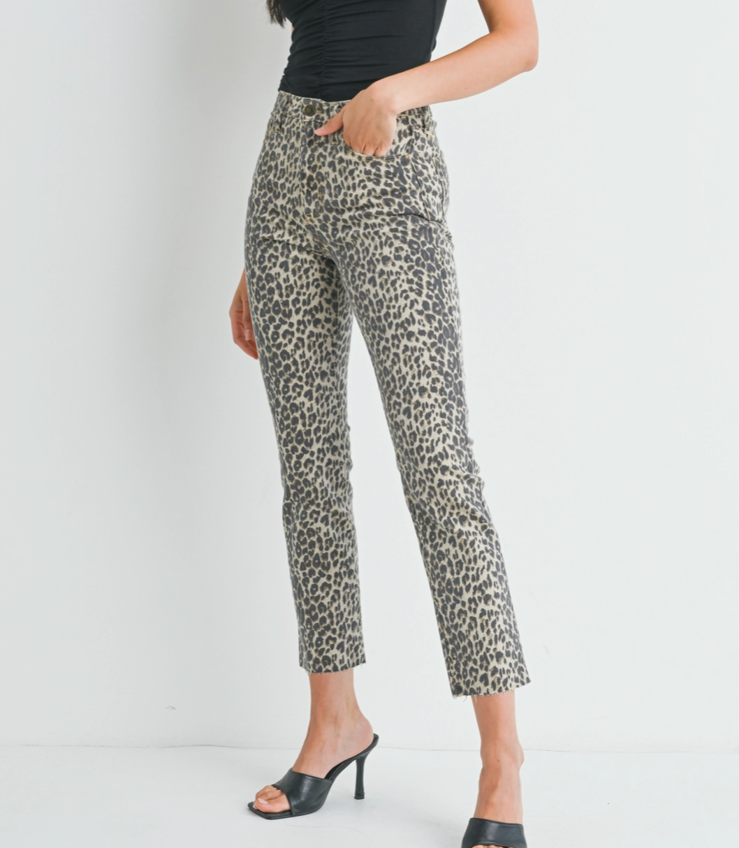 Just Black Denim Leopard Clean Slender Straight