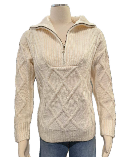 Lovestitch V-Neck Zipper Pullover Sweater