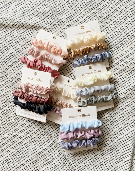 Assorted Mini Scrunchie Set of 3 On Card