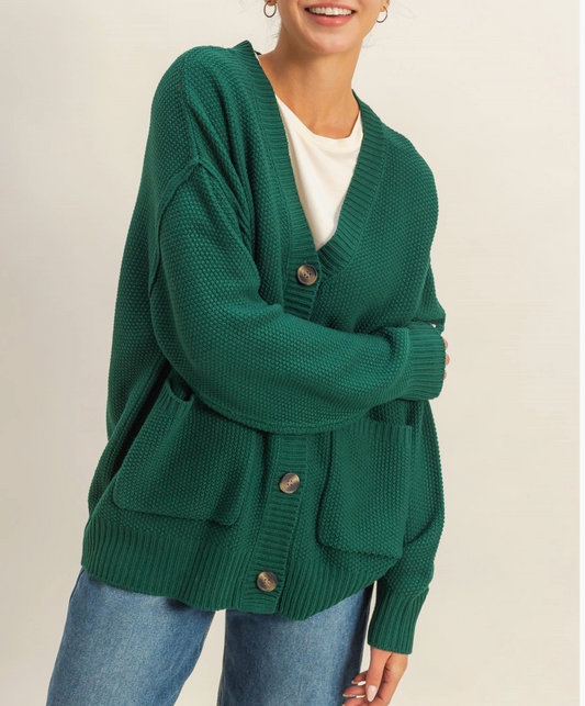 Hyfve Waffle knit oversized Cardigan