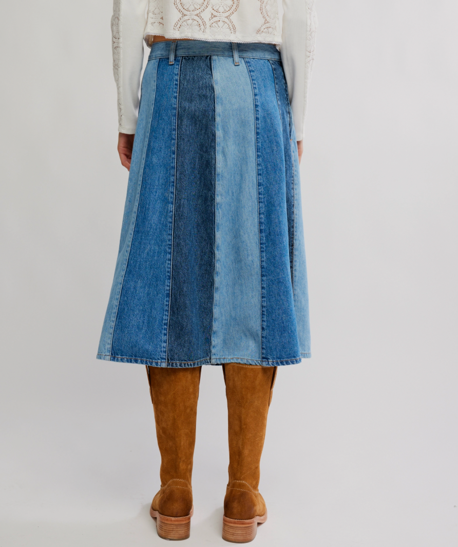Free People Sunbeam Denim Midi Skirt