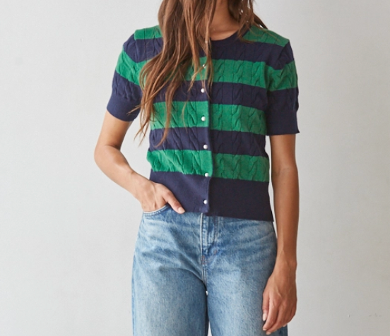 By Together Cable Button Down Short Cardigan