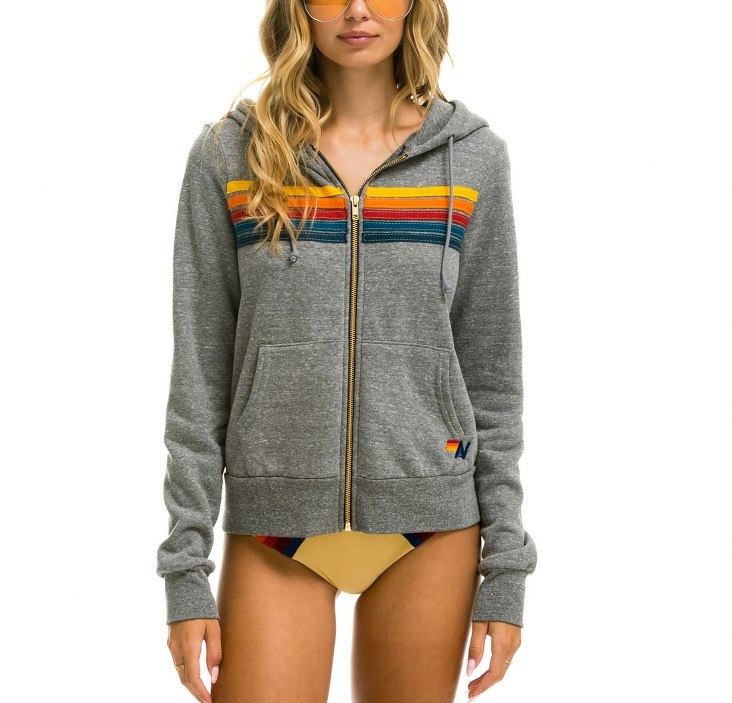 Aviator Nation 5 Stripe Zip Hoodie