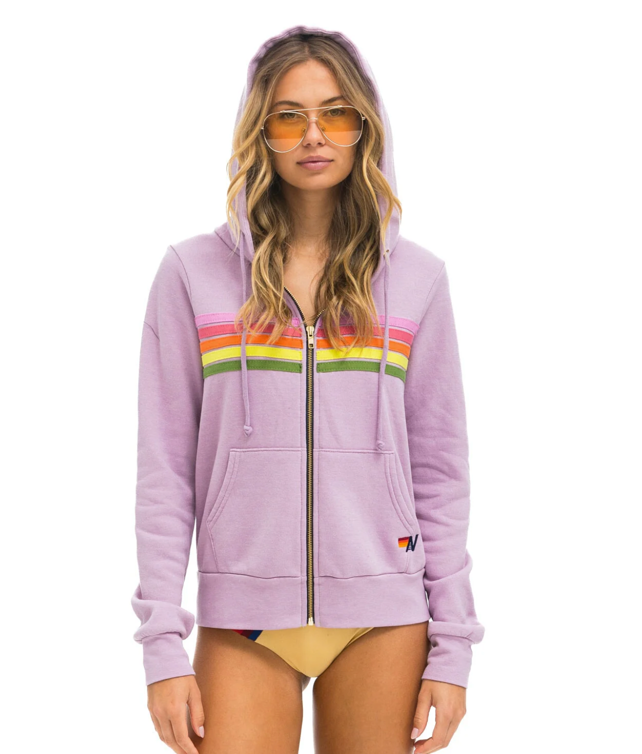 Aviator Nation 5 Stripe Zip Hoodie