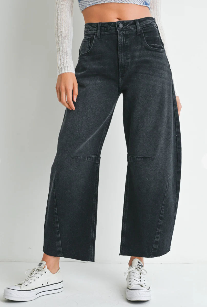 Just Black Denim Barrel Jean with Seams