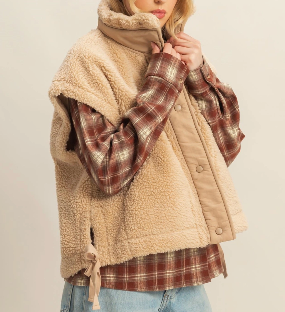 HyFyve Cozy Sherpa Vest with Side Ties
