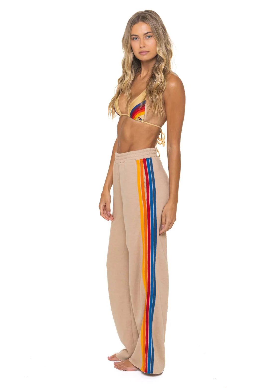 Aviator Nation 5 Stripe Wide Leg Sweatpants