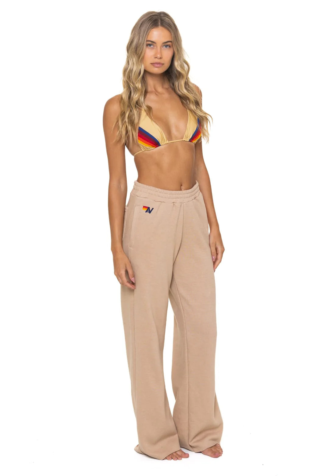Aviator Nation 5 Stripe Wide Leg Sweatpants