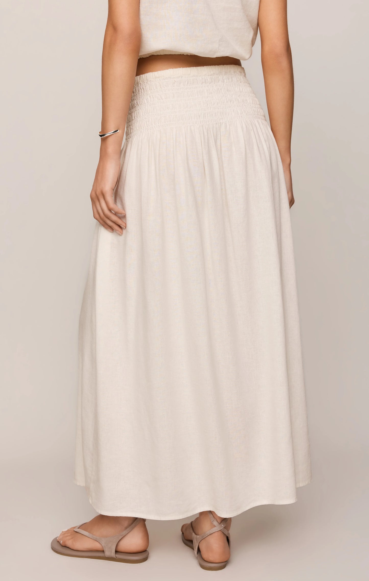 Zsupply Brooke Smocked Linen Maxi Skirt