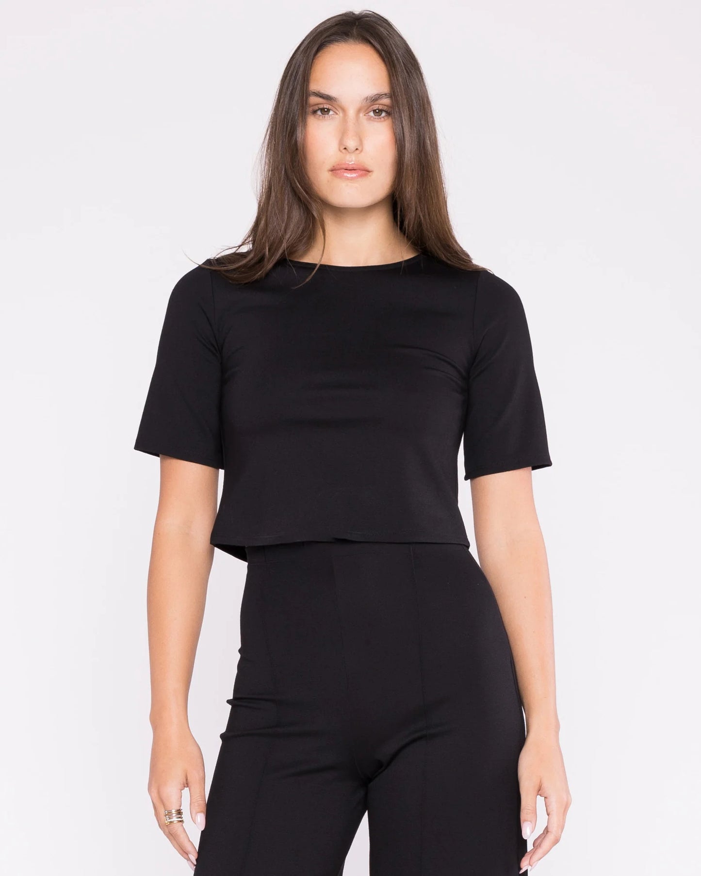 Ripley Rader Ponte Crop Short Sleeve Top