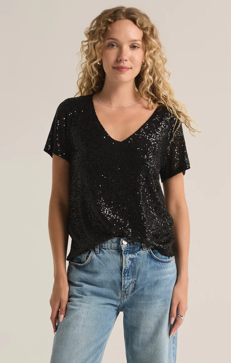 ZSupply Marbella V-Neck Sequin Top