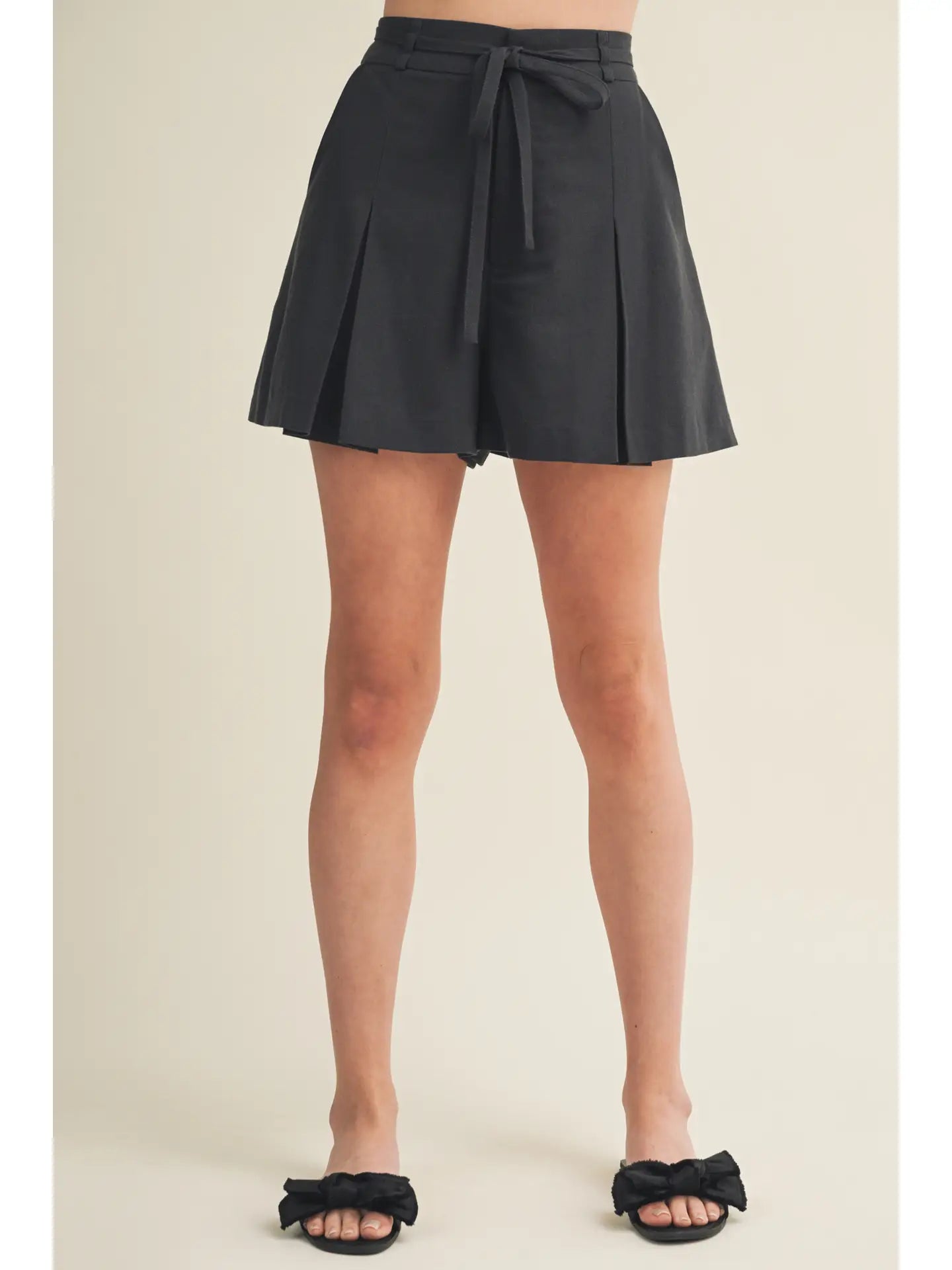 Kelly High Waisted Pleated Tie Shorts