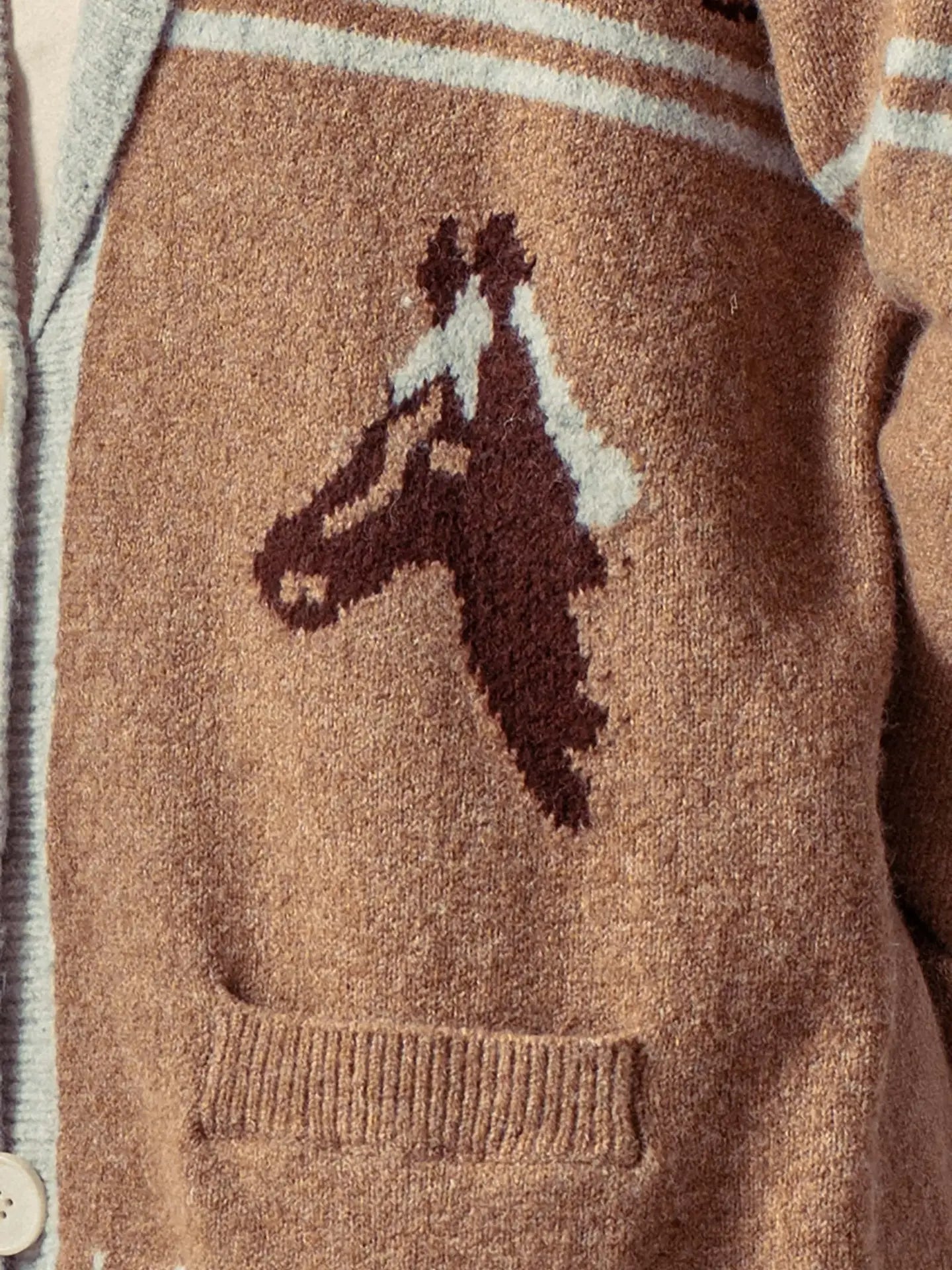 Retro Knit Shawl Horse Cardigan