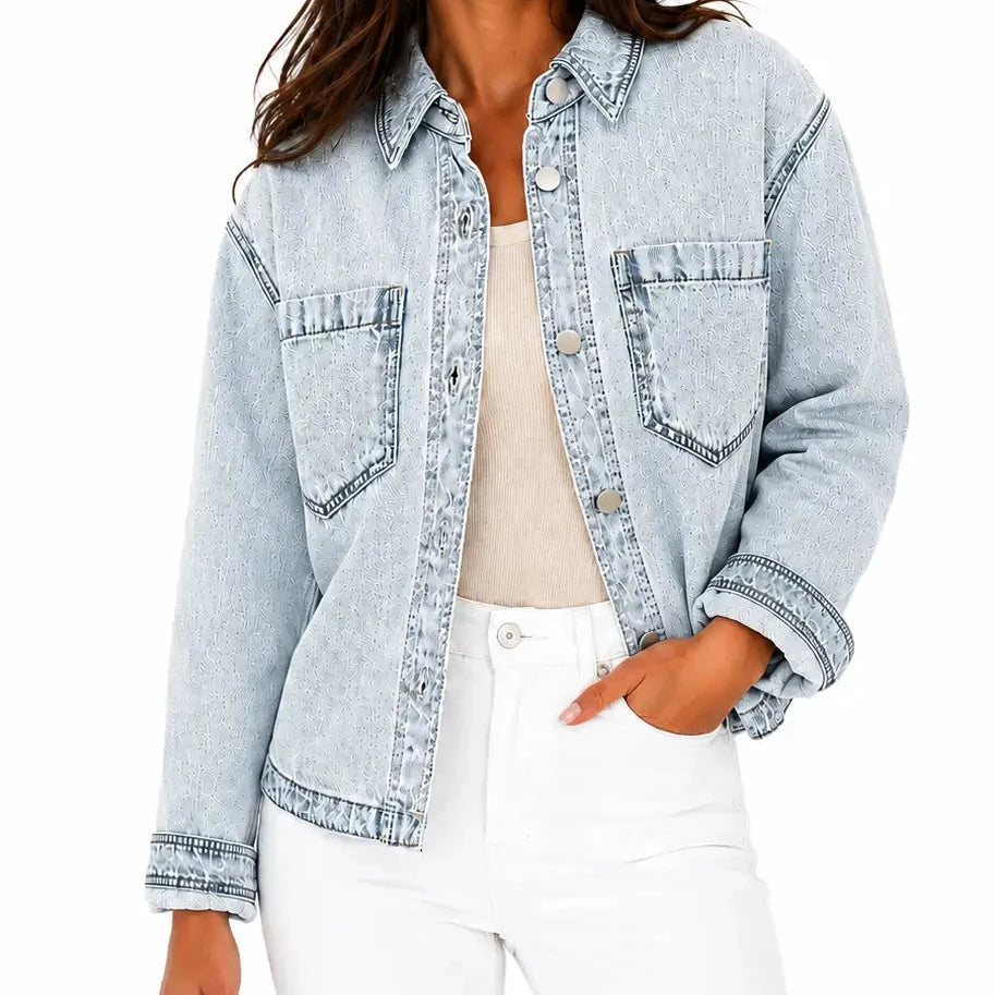 1822 Denim Lightweight Cropped Jean Jacket