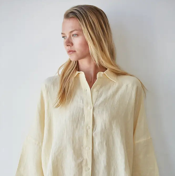 By Together Linen 3/4 Button Top