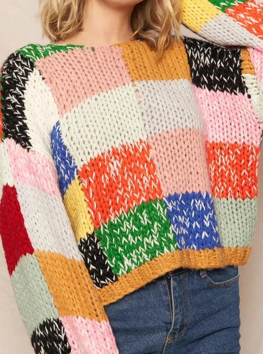 En Creme Patchwork Sweater