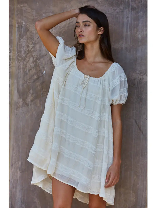 By Together Jessie Pleated Lace Mini Dress