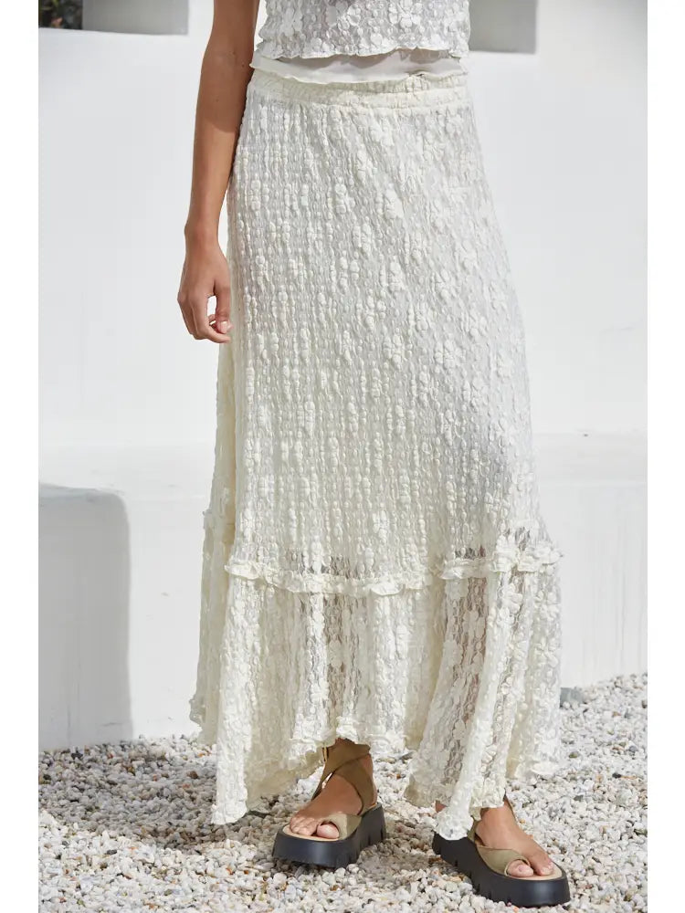 by Together Floral Lace Midi Skirt