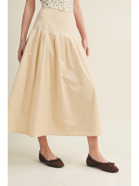 Kaley Paneled Yoke Drop Pleat Skirt