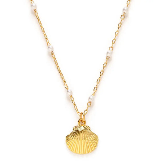 Amano Scallop Shell and Pearl Chain Necklace