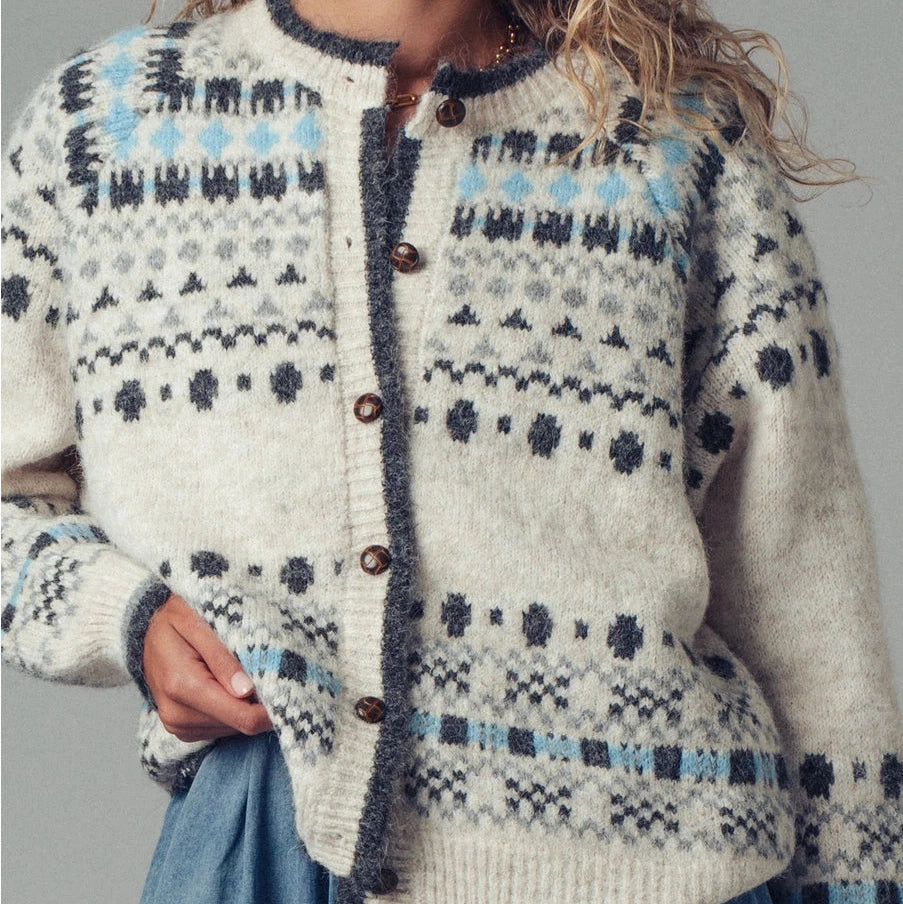Nordic Pattern Cardigan Sweater