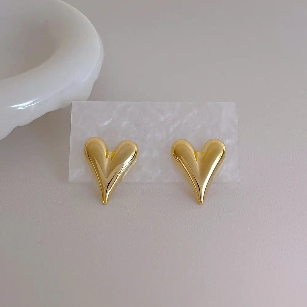 Love Heart Metal Elegant Stud Earring